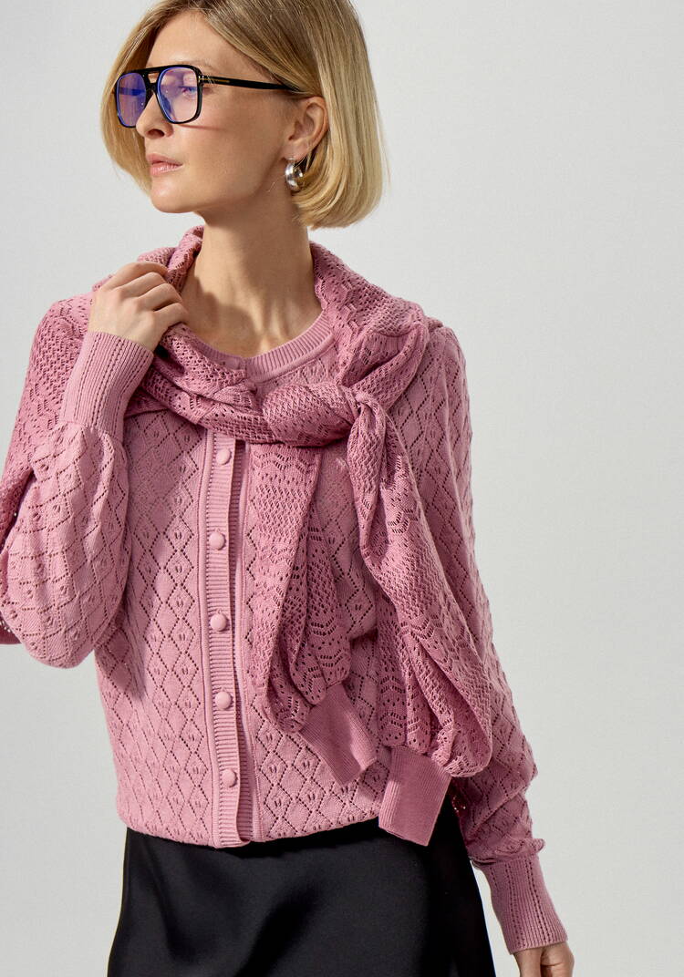 Кардиган ажурный с обтянутыми пуговицами шир.  750, рис. 15