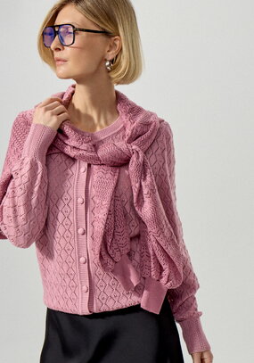 Кардиган ажурный с обтянутыми пуговицами