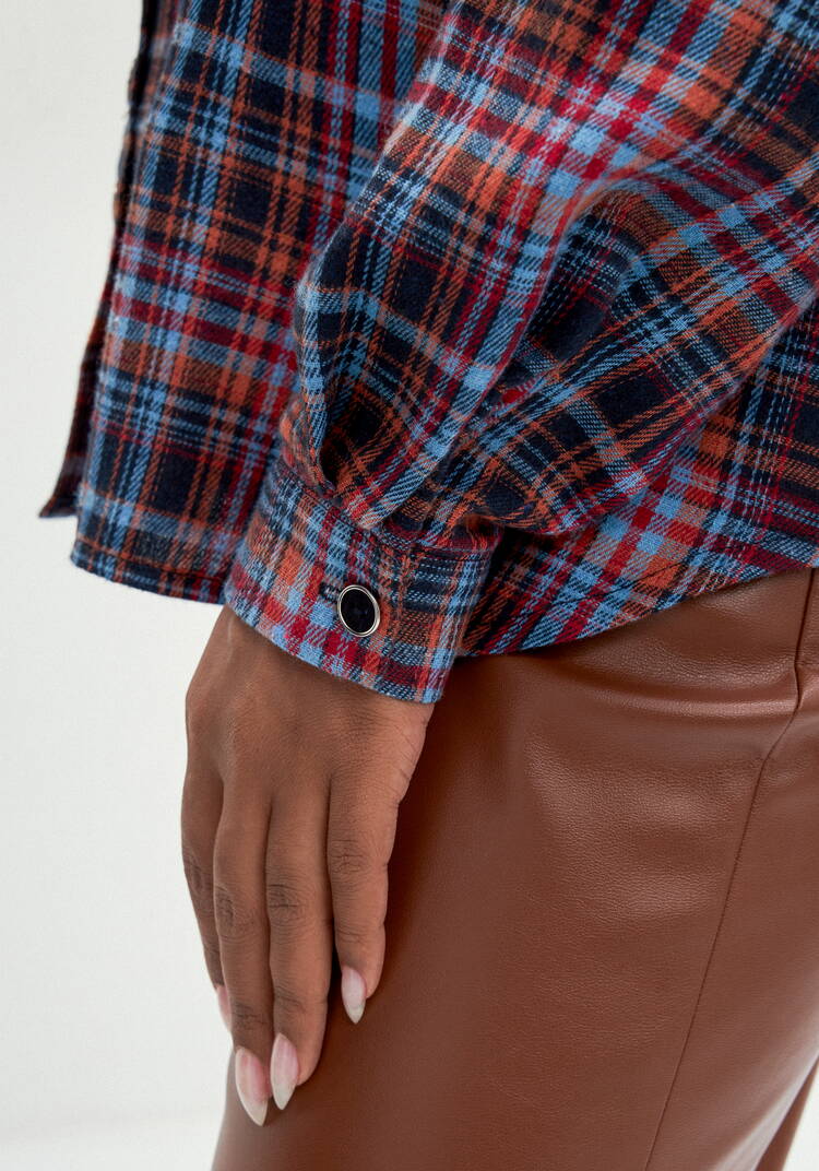 Рубашка в клетку с принтом шир.  750, рис. 14