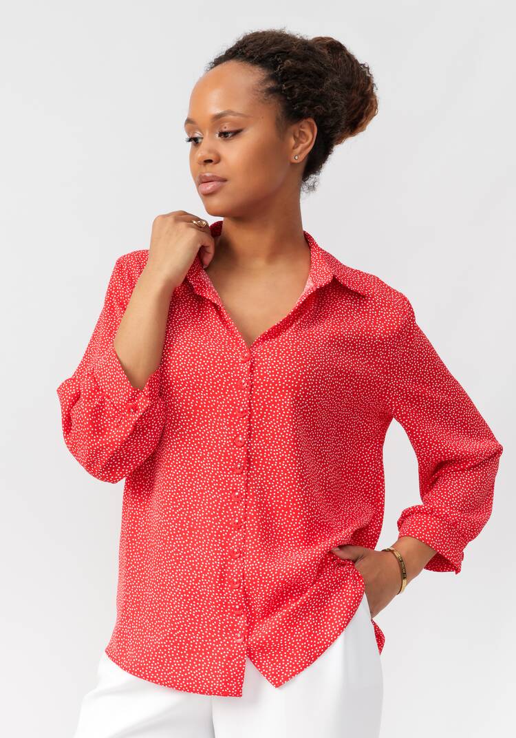 Блуза в горох с декоративными пуговицами шир.  750, рис. 6