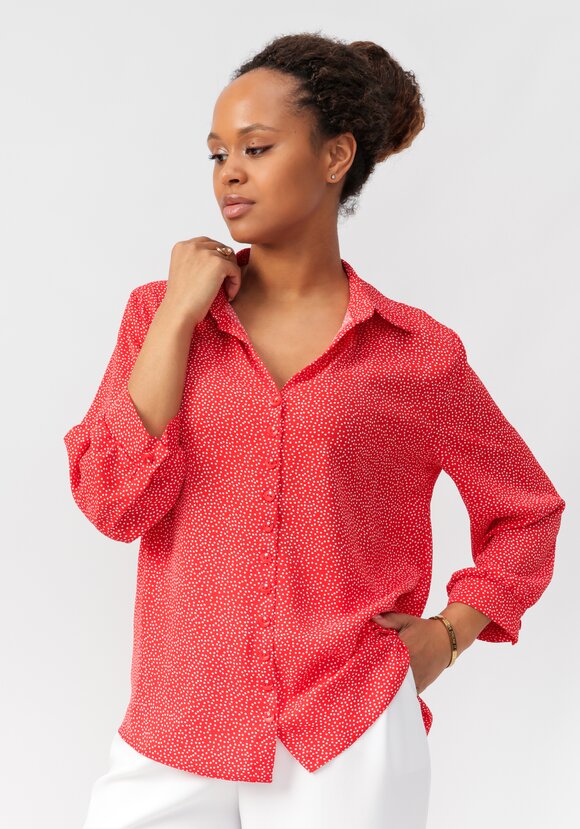 Блуза в горох с декоративными пуговицами шир.  580, рис. 6