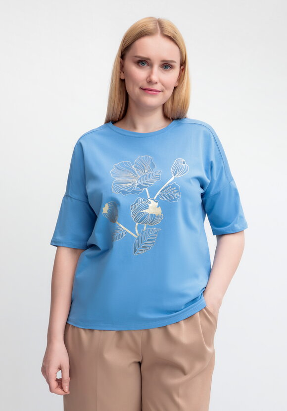 Футболка с принтом Золотой цветок шир.  580, рис. 31