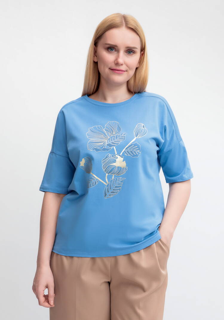 Футболка с принтом Золотой цветок шир.  750, рис. 31