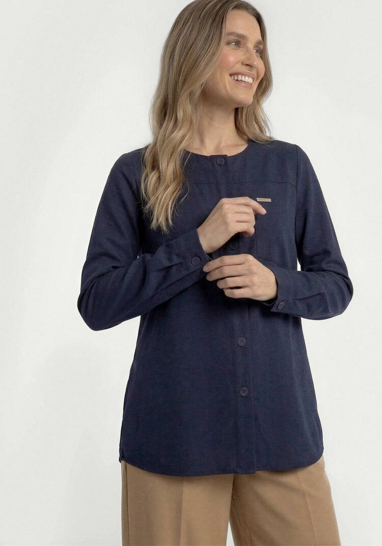 Рубашка на пуговицах из льна шир.  750, рис. 15