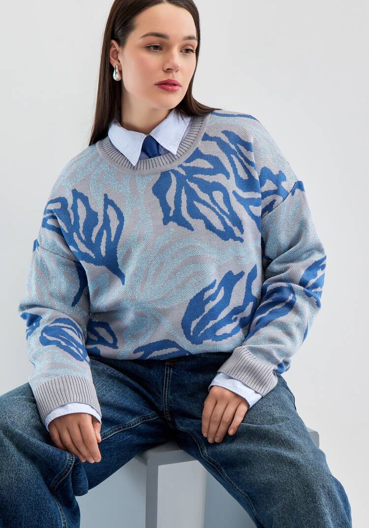 Джемпер с растительным принтом и манжетами шир.  750, рис. 18