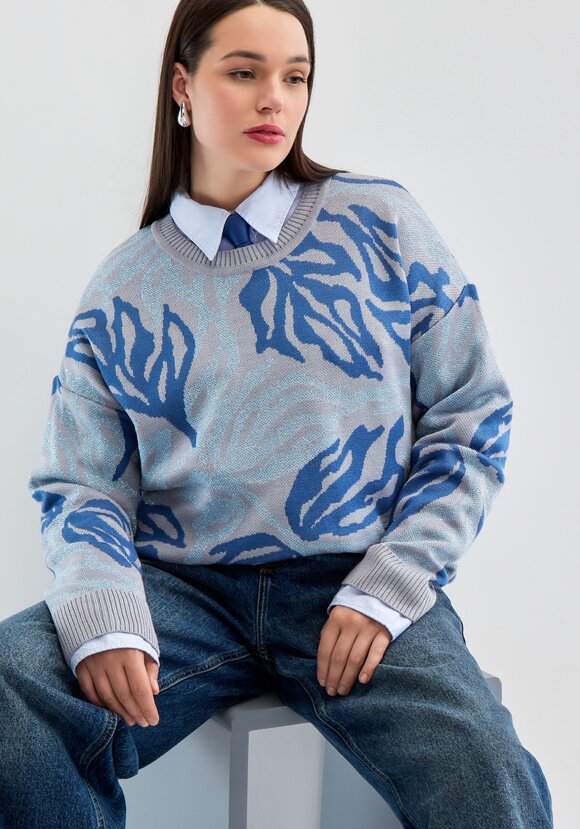 Джемпер с растительным принтом и манжетами шир.  580, рис. 18