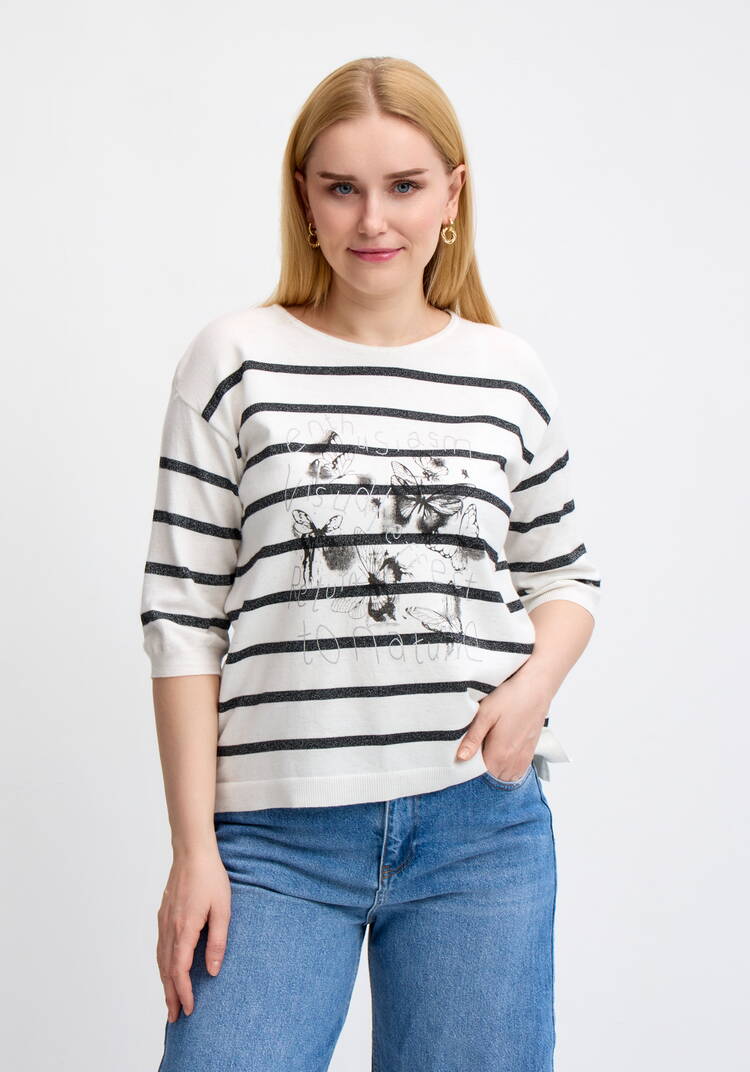 Блуза в полоску с принтом шир.  750, рис. 19