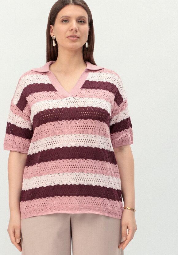 Джемпер-поло ажурный в полоску шир.  580, рис. 20