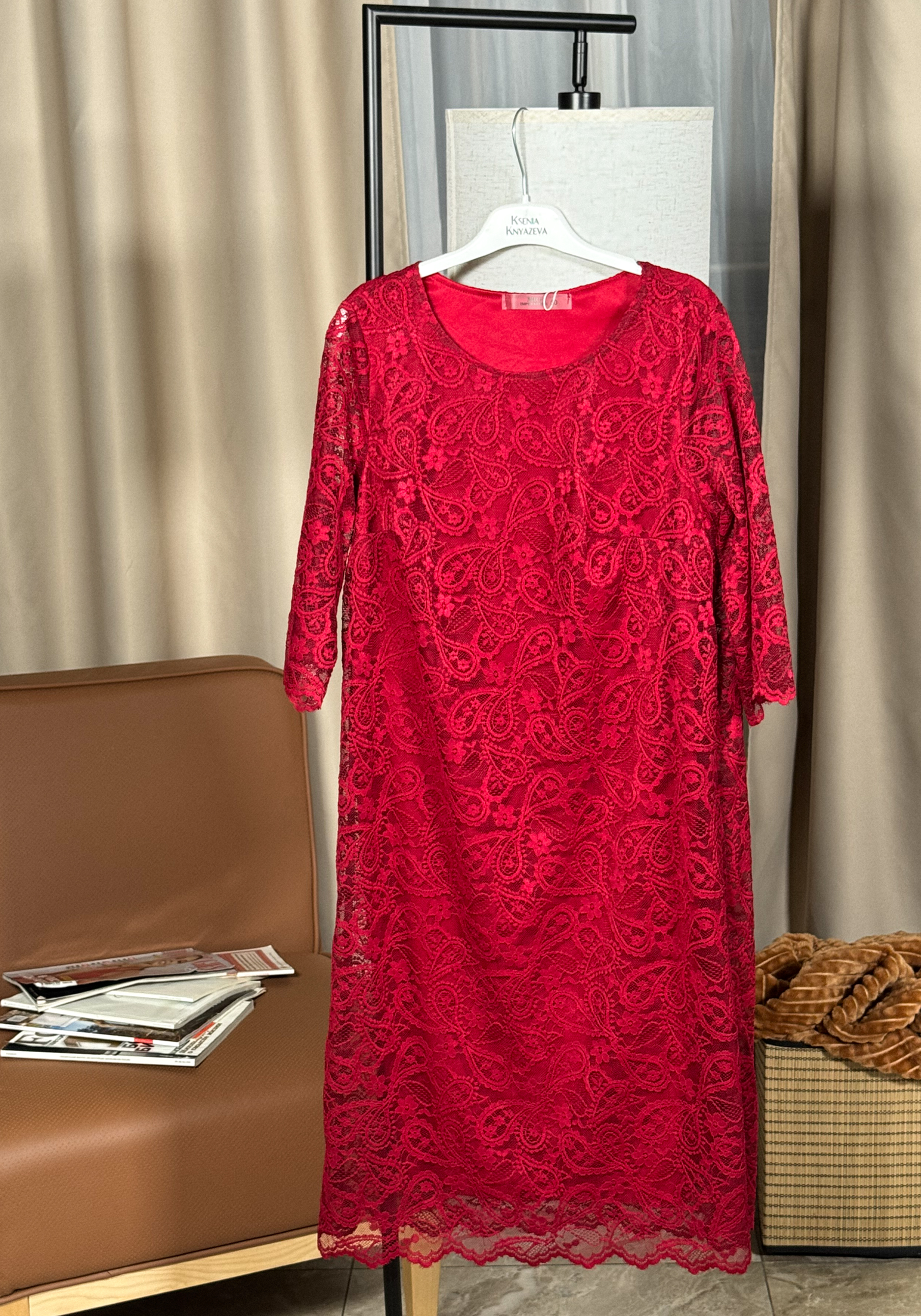 

Платье из эластичного гипюра Resale, Бордовый