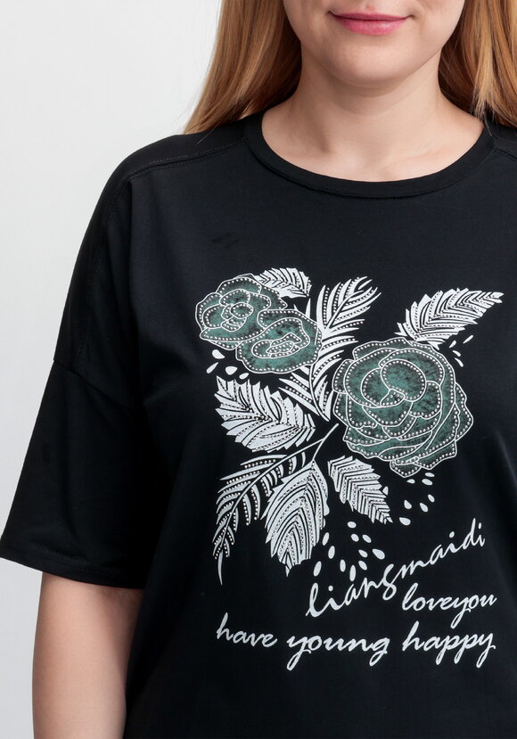 Футболка с принтом Зеленый цветок шир.  580, рис. 30