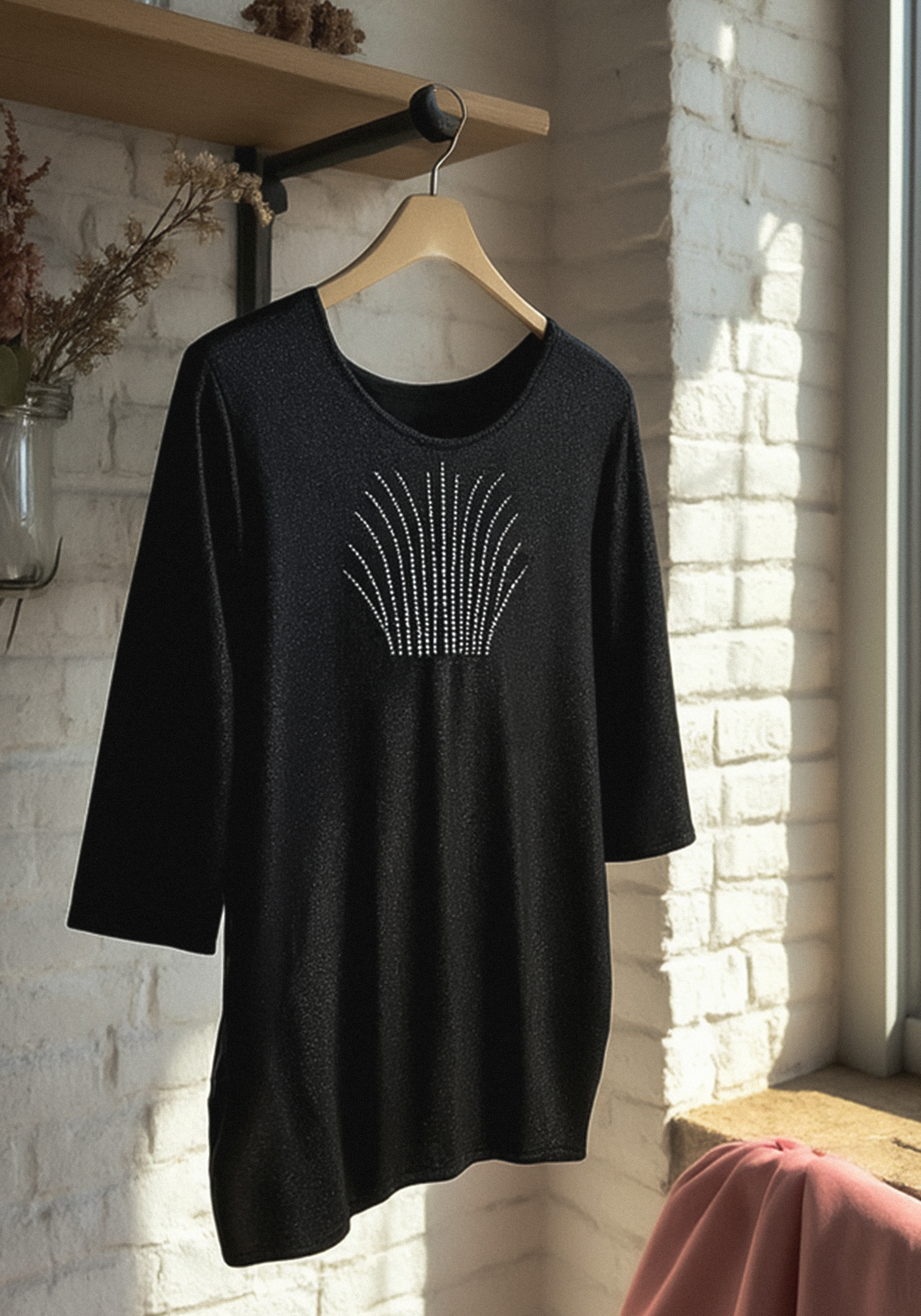 

Блуза с метанитью и декором на груди Resale, Черный