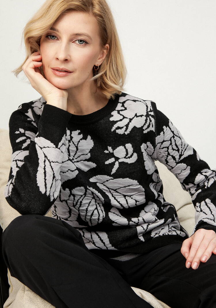 Джемпер с цветочно-лиственным принтом шир.  750, рис. 13