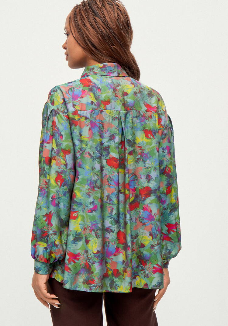 Блуза из ткани с акварельным принтом шир.  750, рис. 19