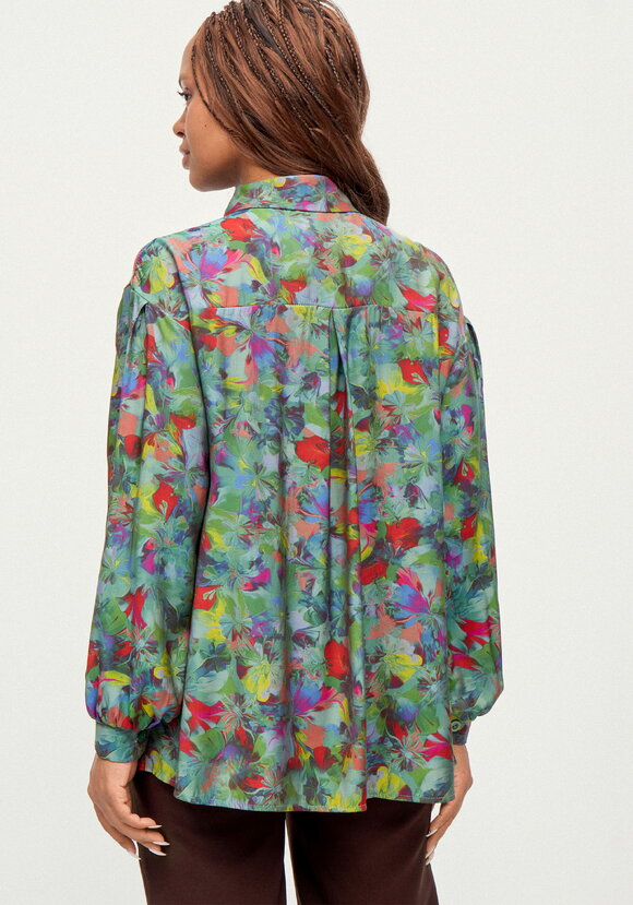 Блуза из ткани с акварельным принтом шир.  580, рис. 19