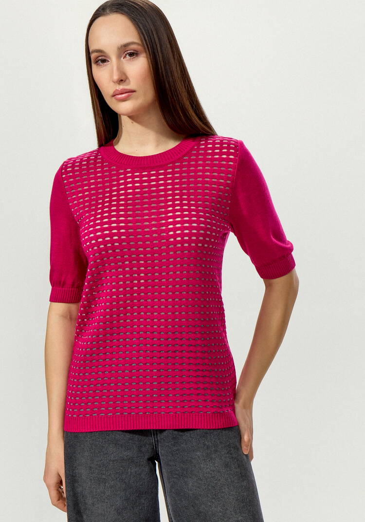 Джемпер с передней полочкой ажурной вязки шир.  750, рис. 19