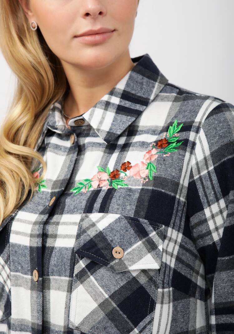 Рубашка в клетку с вышивкой и карманами шир.  750, рис. 13