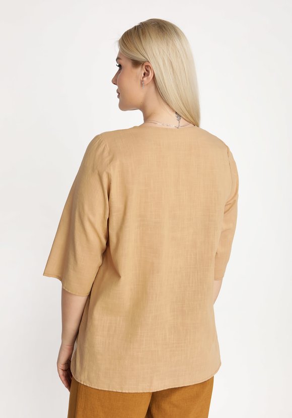 Туника свободного кроя Льняная палитра шир.  580, рис. 6