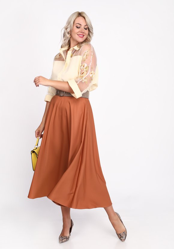 Блуза с рубашечным воротником и рукавом 3/4 шир.  580, рис. 1