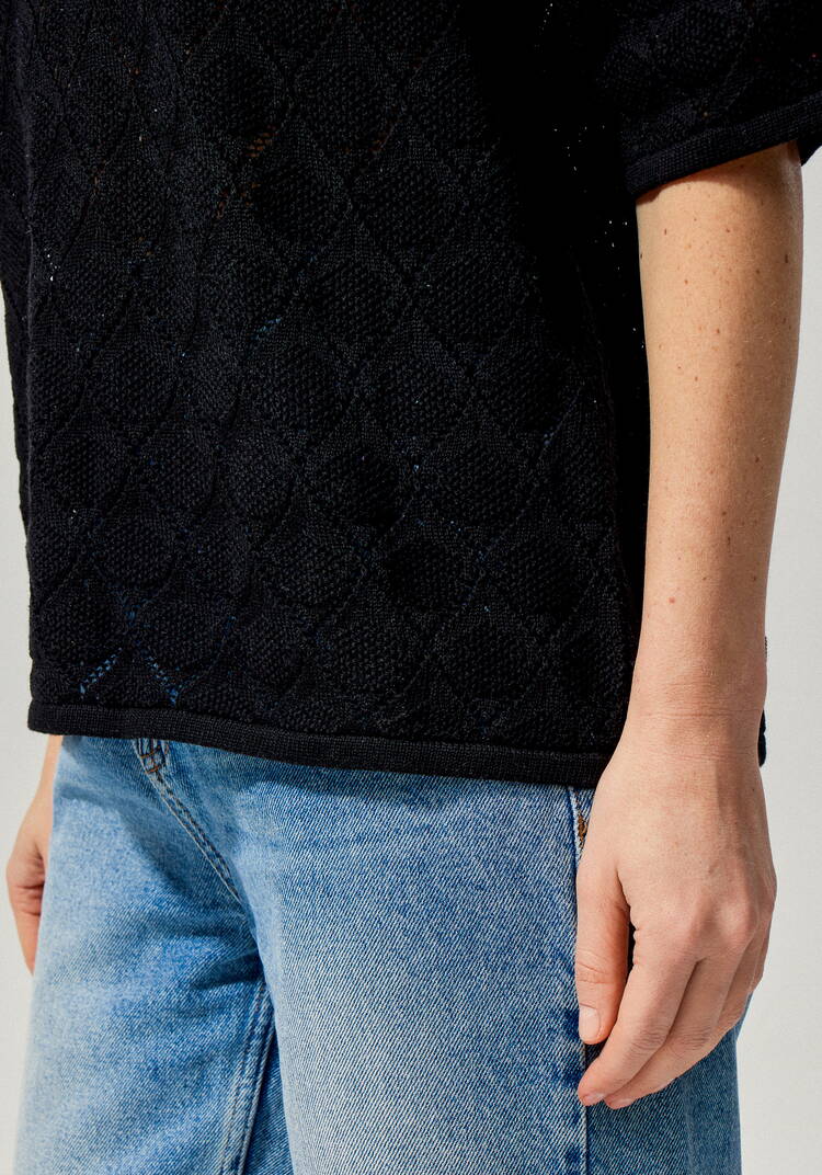 Джемпер-поло с ажурным рисунком шир.  750, рис. 21