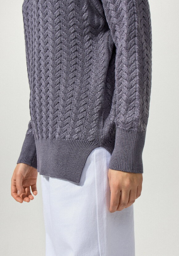 Свитер вязаный с косами и высоким горлом шир.  580, рис. 12