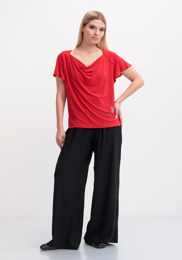 Блуза с оригинальным рукавом и стразами шир.  580, рис. 7