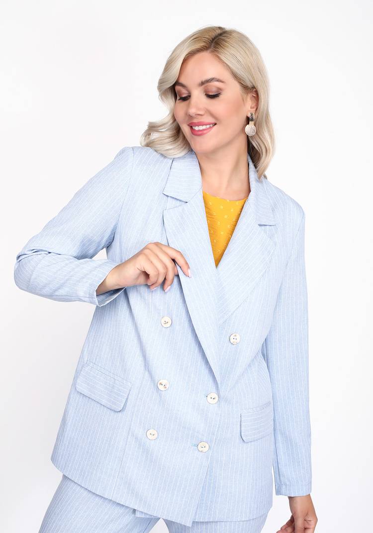 Жакет двубортный в полоску шир.  750, рис. 17