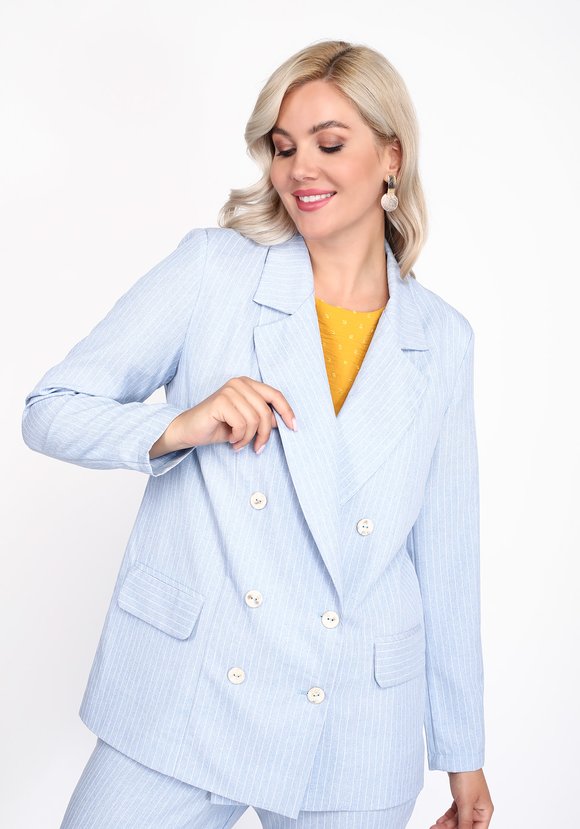 Жакет двубортный в полоску шир.  580, рис. 17