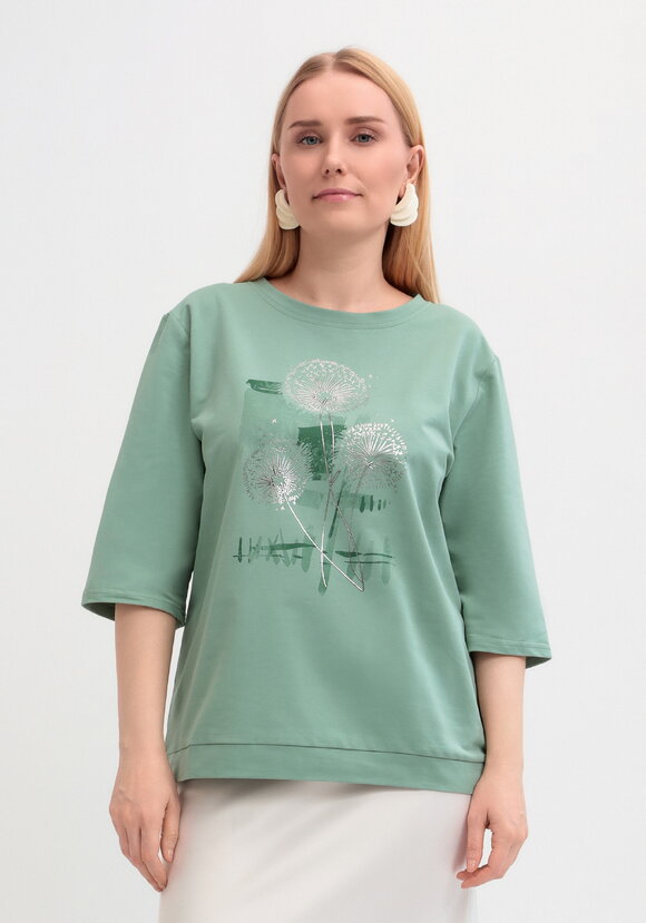 Блуза с длинным рукавом и цветочным рисунком шир.  580, рис. 14