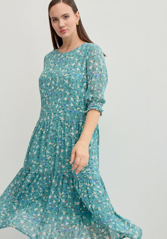 Платье миди из шифона с принтом шир.  580, рис. 30