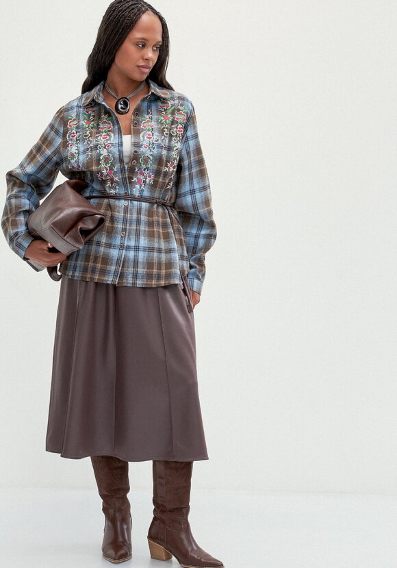 Рубашка в клетку с принтом шир.  580, рис. 2