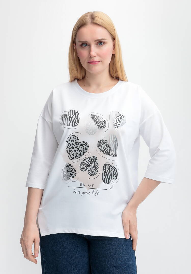 Блуза с принтом Сердца шир.  750, рис. 1
