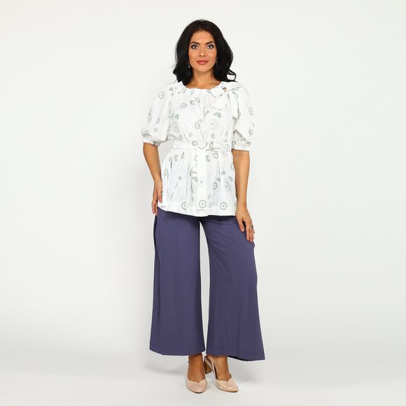 Блуза с поясом и декором Бант шир.  580, рис. 1