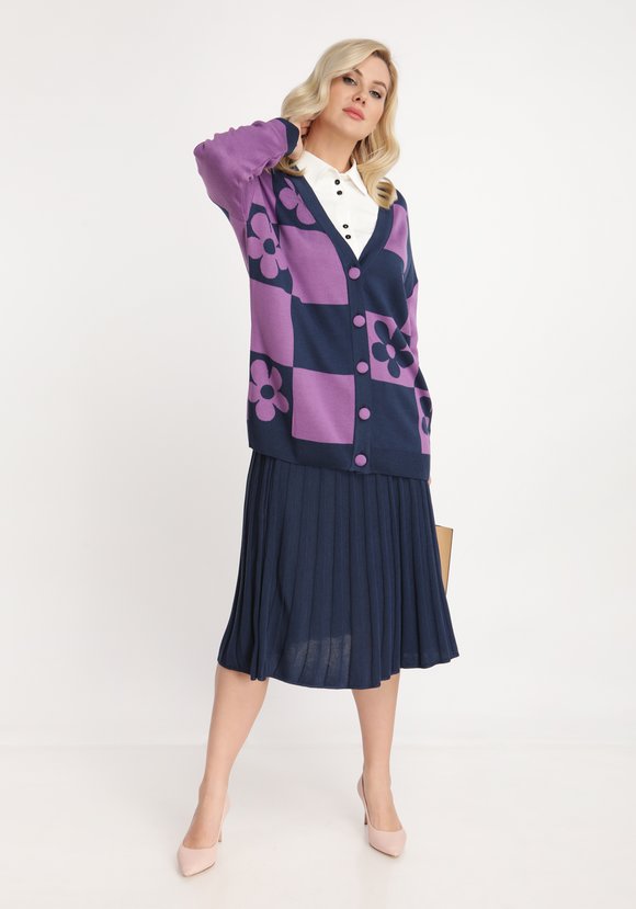 Кардиган на пуговицах с рисунком цветы шир.  580, рис. 2