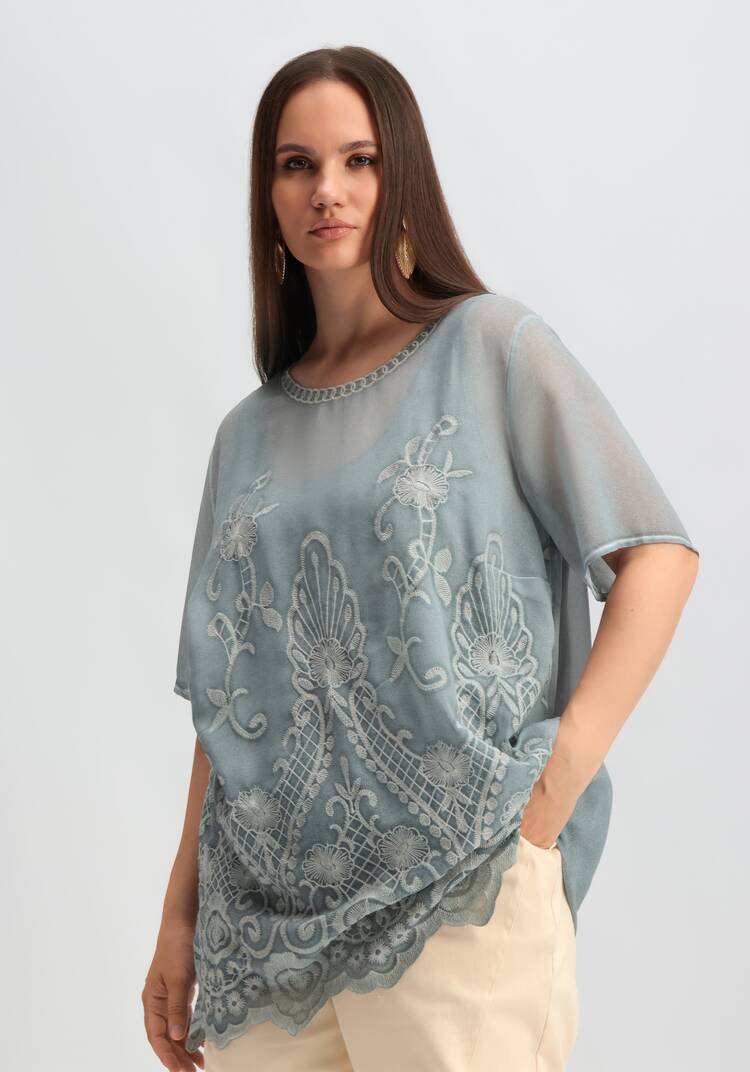 Туника с ажурной вышивкой шир.  750, рис. 7