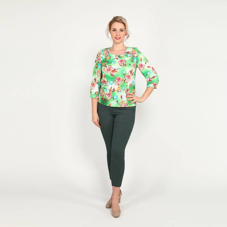 Блуза с цветочным принтом и пуговицами сзади шир.  750, рис. 1