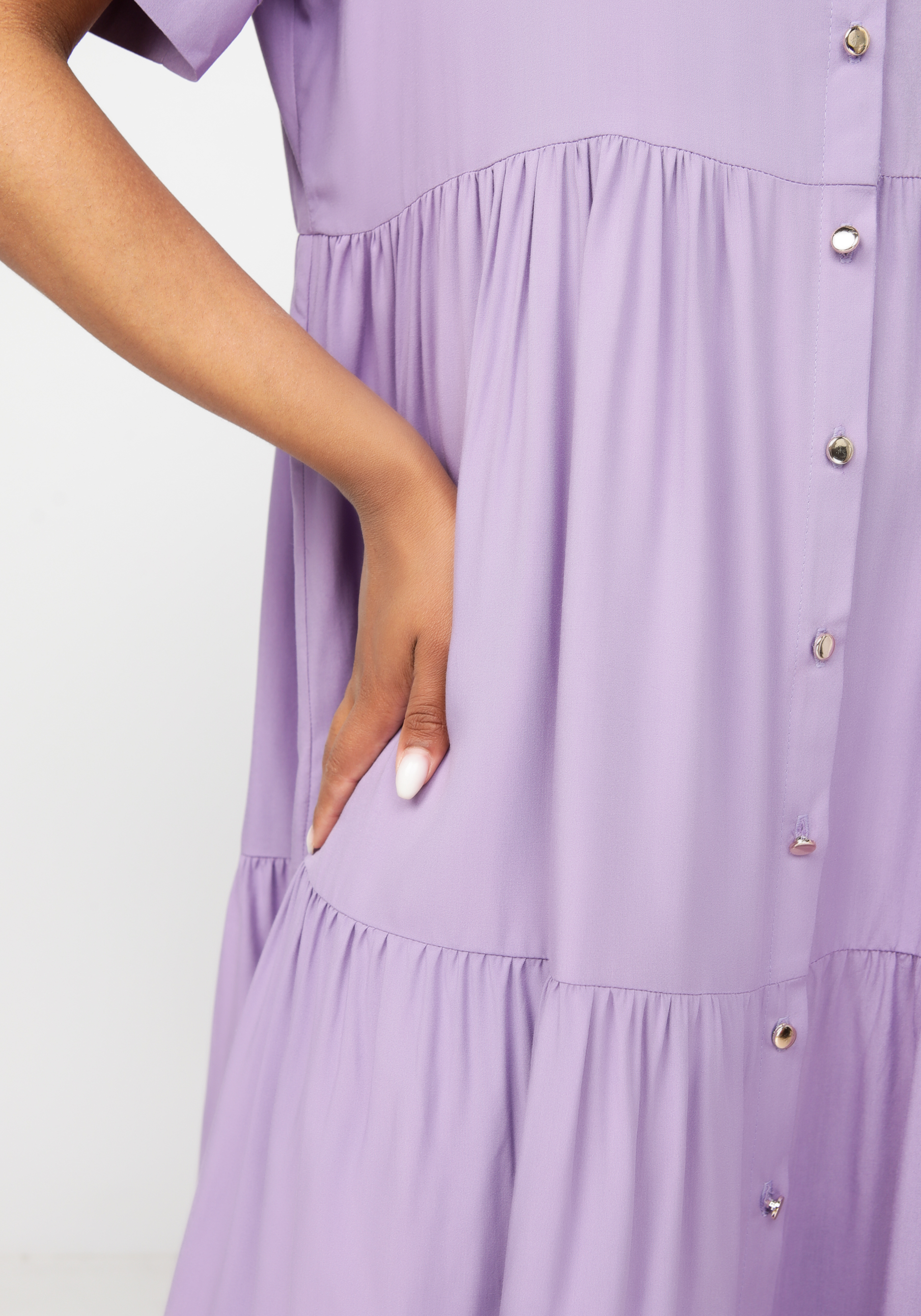 Платье рубашка на пуговицах свободного кроя Bianka Modeno, цвет фиолетовый, размер 50 - фото 6