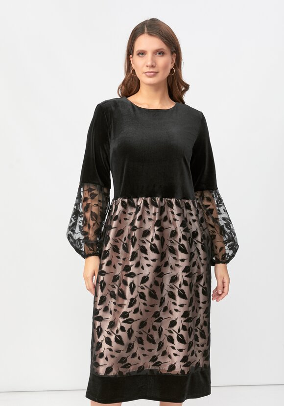 Платье комбинированной ткани свободного кроя шир.  580, рис. 8