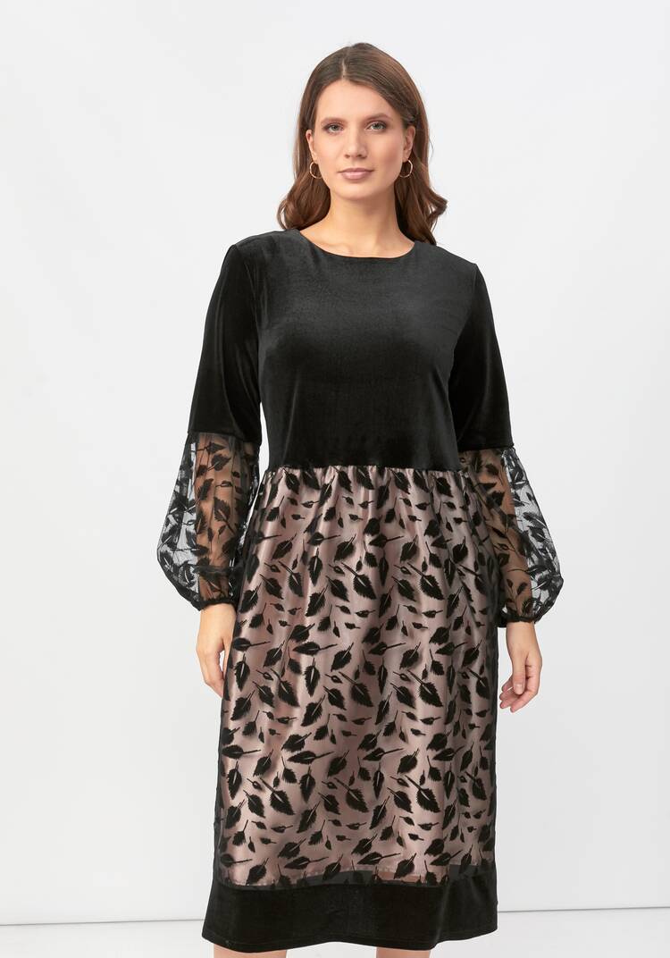 Платье комбинированной ткани свободного кроя шир.  750, рис. 8