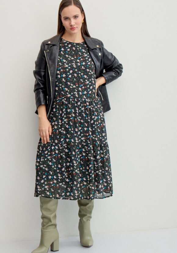 Платье миди из шифона с принтом шир.  580, рис. 1