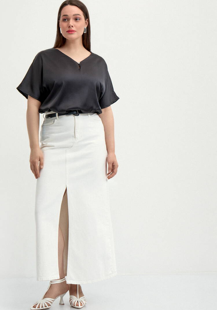 Блуза шелковая с V-образным вырезом шир.  750, рис. 25