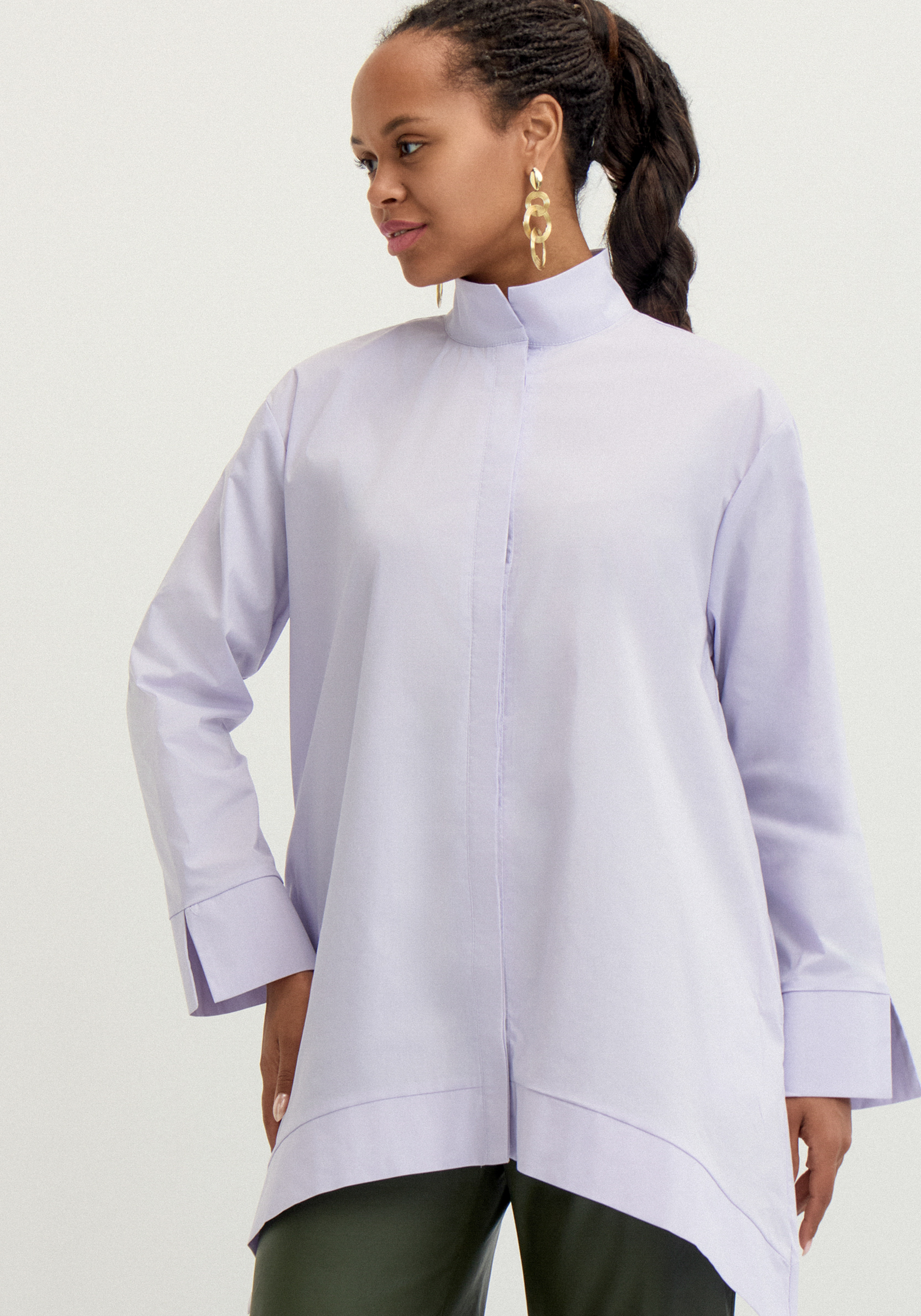 

Рубашка с отложным воротом стойкой, Фиолетовый