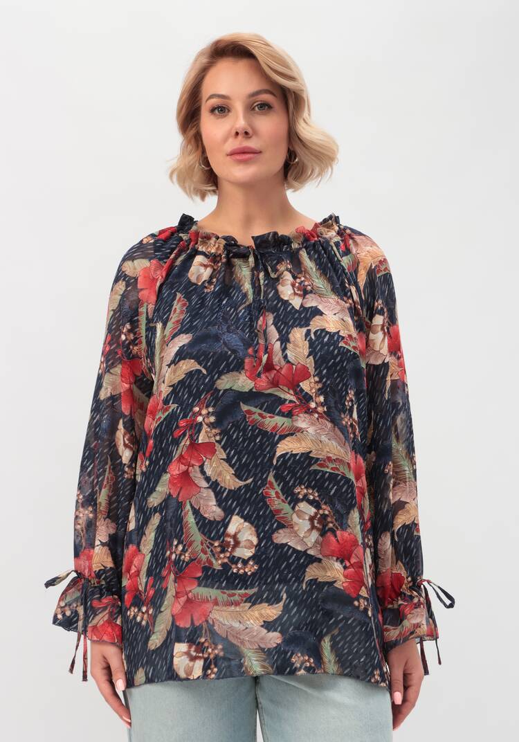 Блуза с оборкой на рукавах и горловине шир.  750, рис. 13