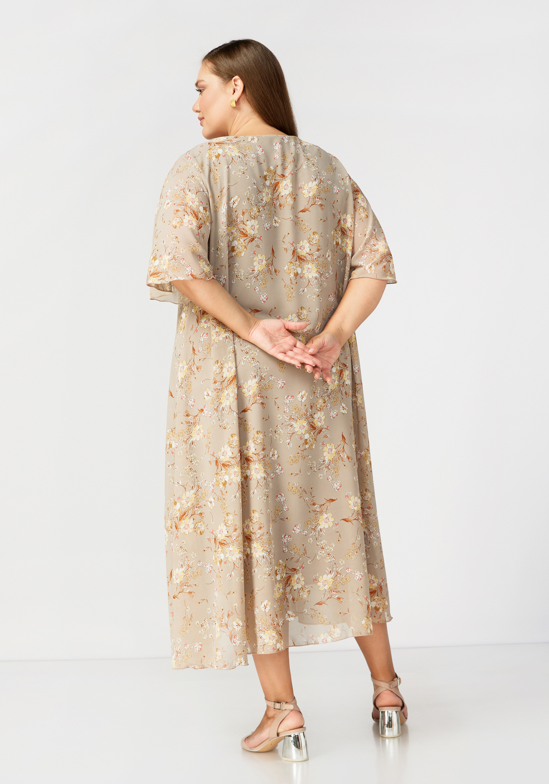 Платье свободного кроя с цветочным узором Bianka Modeno, размер 58 - фото 6