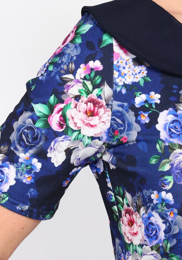 Платье с контрастным воротом и принтом шир.  580, рис. 4