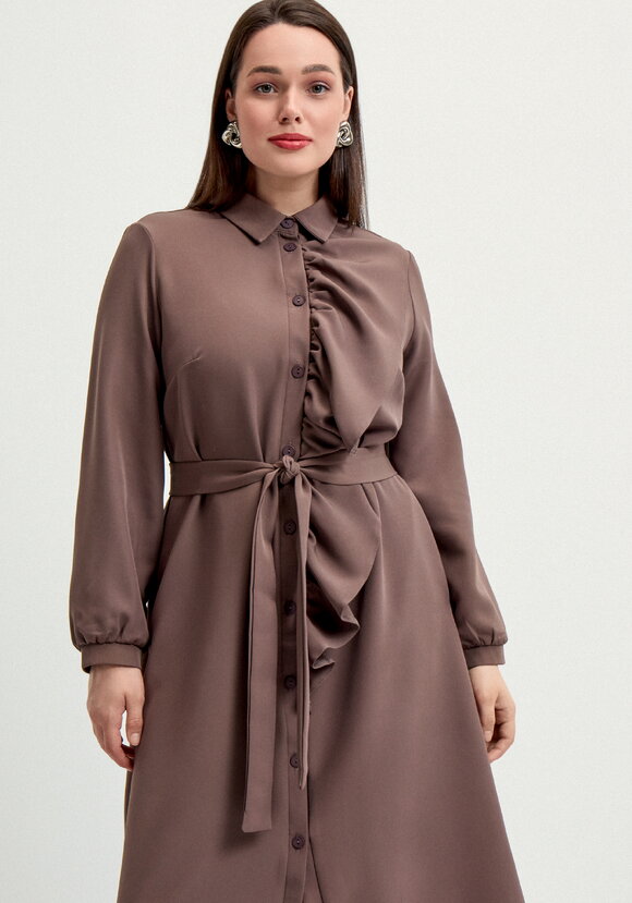 Платье с декоративной сборкой на пуговицах шир.  580, рис. 12