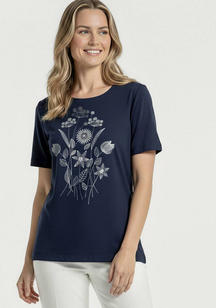 Блуза с принтом из льна шир.  750, рис. 1