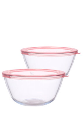 Миски стеклянные с крышкой, набор из 2 шт.