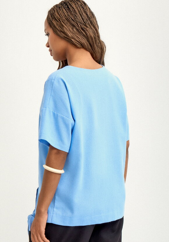 Блуза с принтом изо льна шир.  580, рис. 3