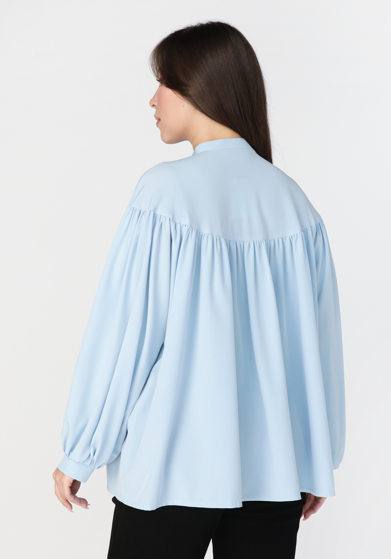 Блуза на супатной застежке с широким рукавом VeraVo, размер 50, цвет голубой - фото 6