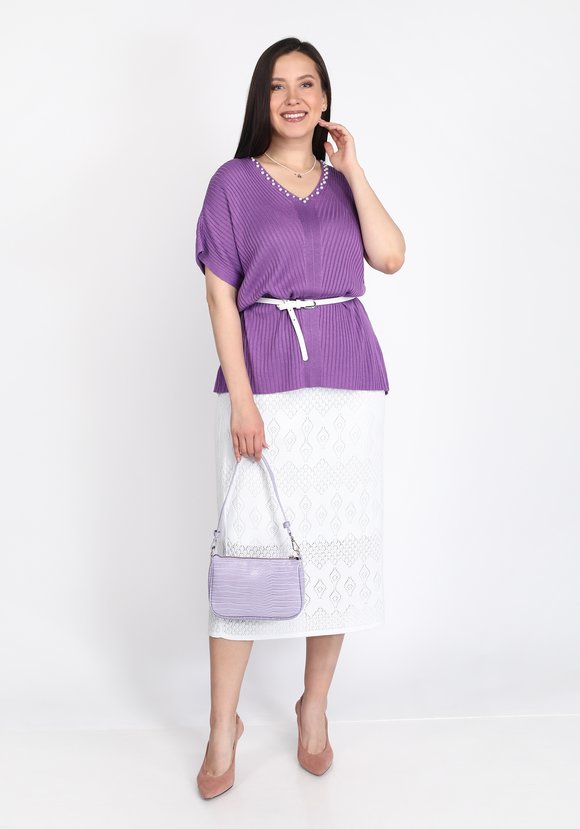 Туника свободного силуэта с отделкой бусинами шир.  580, рис. 1